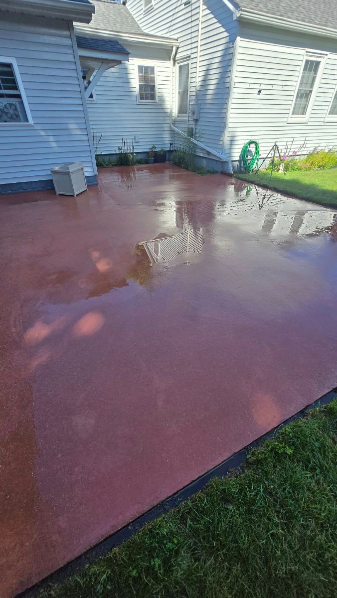 Cleaned stamped concrete patio