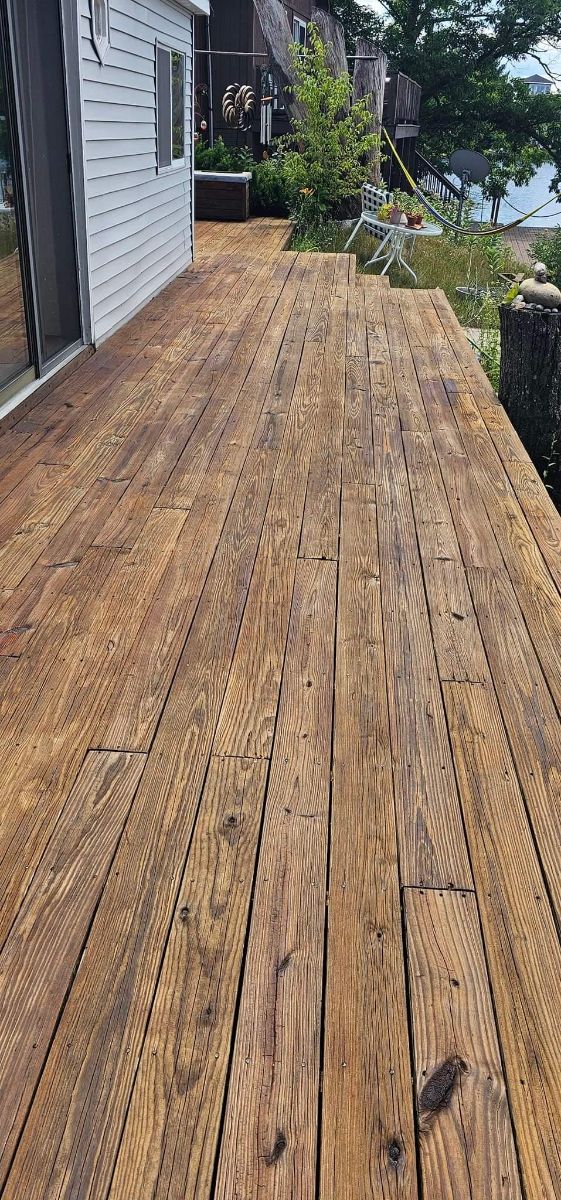 Restored lakeside deck